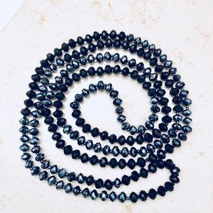 Long black grey faceted glass necklace 🎀 new